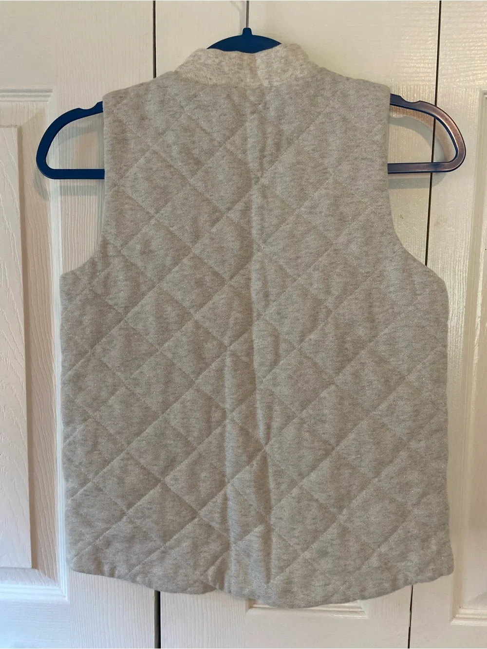 OshKosh B'gosh Quilted Glittery Vest - Light Gray with Rose Gold Zipper